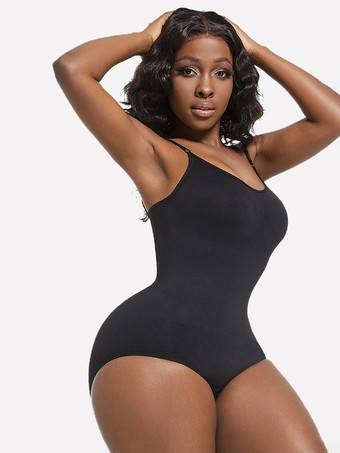 ランジェリー シェイプウェア カメオ ピンク ノースリーブ ストラップ ネックボタン 産後 全身シェイパー - シームレス お腹コントロール バストリフト ボディスーツ プラスサイズ ウエストシンチャー