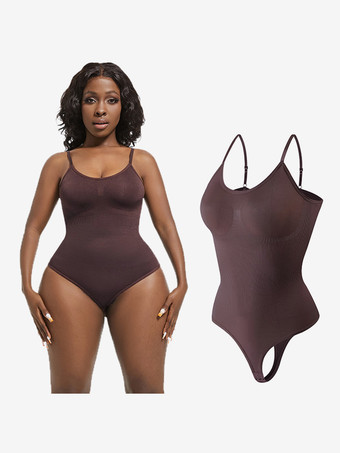 ブラウン ランジェリー シェイプウェア コーヒーブラウン ノースリーブ ストラップ ネック 産後リカバリー フルフィギュアサポート 内蔵バストリフト 上向きサポート シームレスお腹コントロール