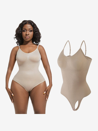 肌色ランジェリー シェイプウェア コーヒーブラウン ノースリーブ ストラップ ネック 産後リカバリー フルフィギュアサポート 内蔵バストリフト 上向きサポート シームレスお腹コントロール