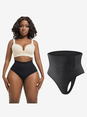 ブラック ハイウエストTバックボディスーツ レディース プラスサイズ お腹をコントロール ウエストニッパー ヒップアップ スカルプティングガードル