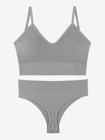 シルバー 花嫁下着 ランジェリー 2ピース ブラレットセット プラスサイズ 薄型 ワイヤレス スポーツブラ プッシュアップ効果 フレンチトライアングルブラ パンティセット