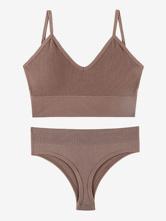 カメオピンク花嫁下着 ランジェリー 2ピース ブラレットセット プラスサイズ 薄型 ワイヤレス スポーツブラ プッシュアップ効果 フレンチトライアングルブラ パンティセット