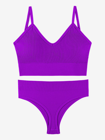 グレープ花嫁下着 ランジェリー 2ピース ブラレットセット プラスサイズ 薄型 ワイヤレス スポーツブラ プッシュアップ効果 フレンチトライアングルブラ パンティセット