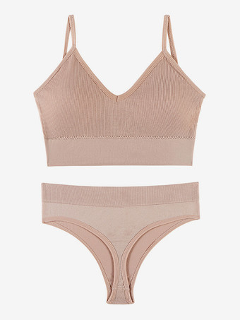 ライトピンク花嫁下着 ランジェリー 2ピース ブラレットセット プラスサイズ 薄型 ワイヤレス スポーツブラ プッシュアップ効果 フレンチトライアングルブラ パンティセット