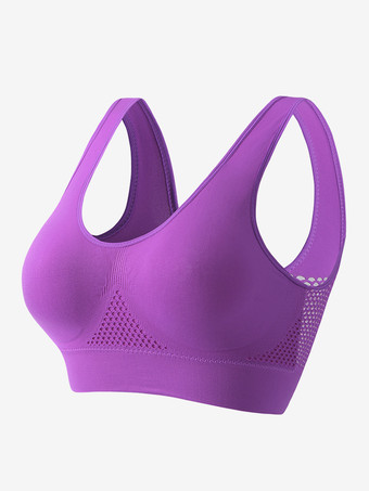 グレープオープンバックヨガブラ 薄手 パッドなし ワイヤレス リフティングフィット プラスサイズ セクシー メッシュ ワークアウト クロップトップ