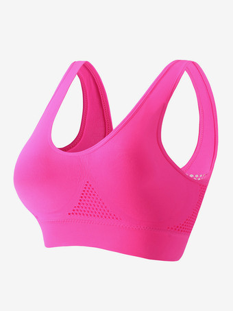 ローズレッドオープンバックヨガブラ 薄手 パッドなし ワイヤレス リフティングフィット プラスサイズ セクシー メッシュ ワークアウト クロップトップ