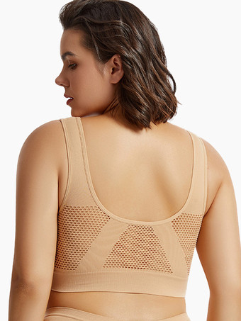 オープンバックヨガブラ 薄手 パッドなし ワイヤレス リフティングフィット プラスサイズ セクシー メッシュ ワークアウト クロップトップ