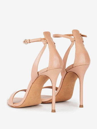 ホワイトハイヒールサンダル オープントゥ スティレットヒール プロムシューズ