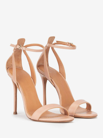 ホワイトハイヒールサンダル オープントゥ スティレットヒール プロムシューズ