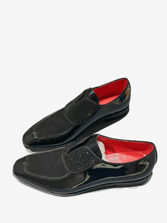 メンズドレスシューズ スクエアトゥ スリッポン プロム ウェディングシューズ