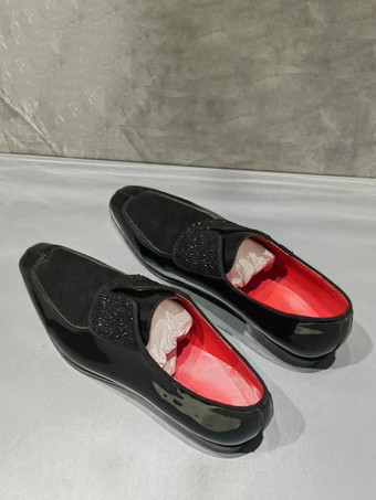 メンズドレスシューズ スクエアトゥ スリッポン プロム ウェディングシューズ