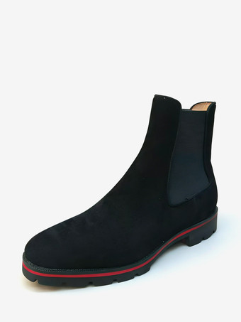 negro Botas Chelsea de ante para hombre botines de ante con punta redonda