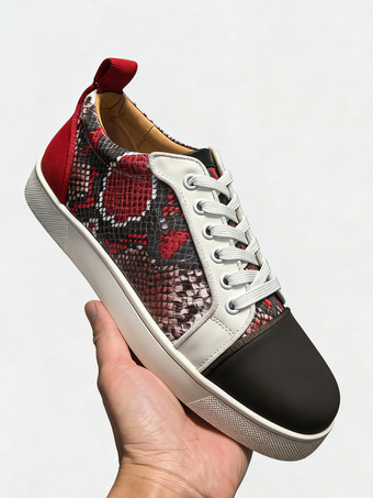 メンズ スケートスニーカー ラウンドトゥ レースアップ スネーク柄 カジュアルシューズ