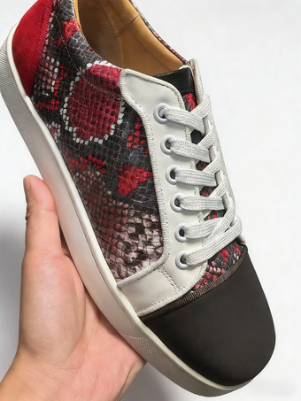 メンズ スケートスニーカー ラウンドトゥ レースアップ スネーク柄 カジュアルシューズ