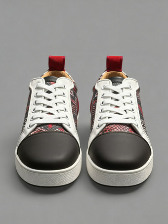 メンズ スケートスニーカー ラウンドトゥ レースアップ スネーク柄 カジュアルシューズ