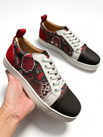 メンズ スケートスニーカー ラウンドトゥ レースアップ スネーク柄 カジュアルシューズ