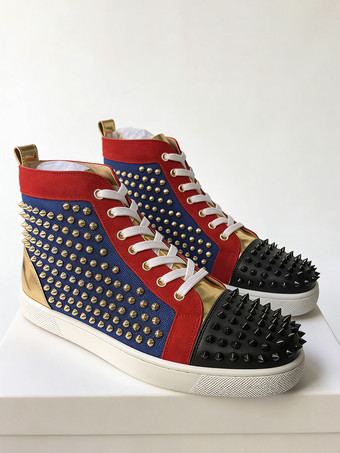 Herren High-Top-Skate-Sneaker mit runder Zehenpartie Nieten und Schnürung