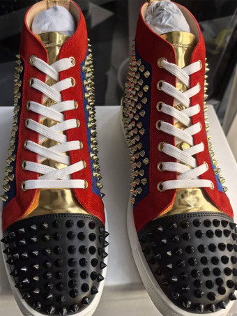 Herren High-Top-Skate-Sneaker mit runder Zehenpartie Nieten und Schnürung