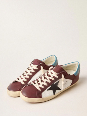 マホガニーメンズ スケートスニーカー ラウンドトゥ パッチワーク レースアップ カジュアルシューズ