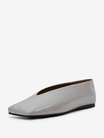 レディース バレエフラット スクエアトゥ スリッポン フラットシューズ