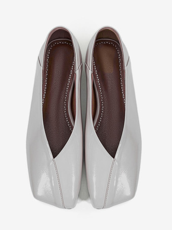 レディース バレエフラット スクエアトゥ スリッポン フラットシューズ