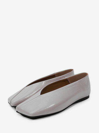 グレイレディース バレエフラット スクエアトゥ スリッポン フラットシューズ