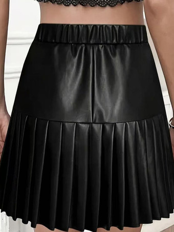 ハイウエスト フェイクレザー アコーディオンプリーツ フレアミニスカート レディース 2026