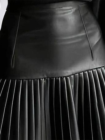 ハイウエスト フェイクレザー アコーディオンプリーツ フレアミニスカート レディース 2026
