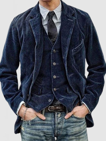 Chaleco de trabajo sin mangas de pana vintage para hombre