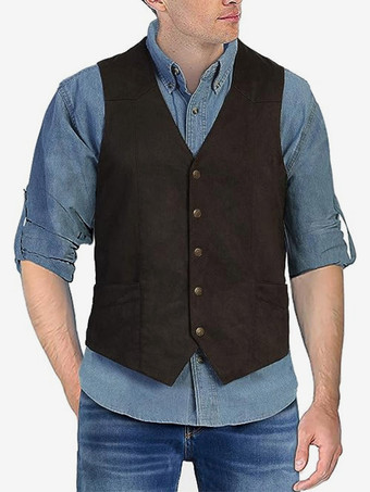 ブラック メンズスーツベスト Vネック スリムフィット カジュアル スエード ビジネス ノースリーブジャケット