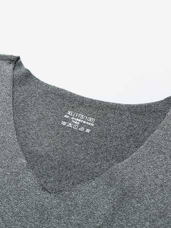 ユニセックス 下着セット フリース裏地 スリムフィット Vネック シームレス 上下