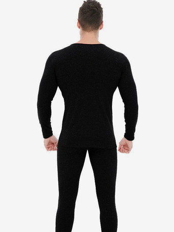 ユニセックス 下着セット フリース裏地 スリムフィット Vネック シームレス 上下