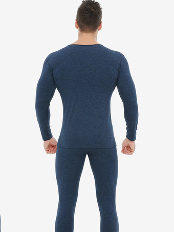 ユニセックス 下着セット フリース裏地 スリムフィット Vネック シームレス 上下