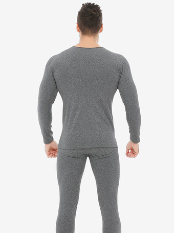 ユニセックス 下着セット フリース裏地 スリムフィット Vネック シームレス 上下