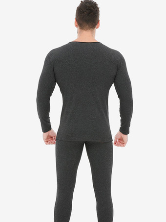 ユニセックス 下着セット フリース裏地 スリムフィット Vネック シームレス 上下