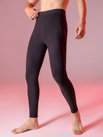 ブラック メンズ 暖かいコットンパンツ フリース裏地 サーマルパンツ ユニセックス レギンス