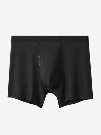ブラック メンズ下着 天然竹繊維 ロング丈 ボクサーブリーフ プレミアム無地トランクス