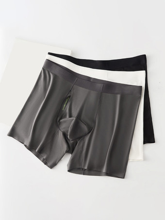 メンズ下着 天然竹繊維 ロング丈 ボクサーブリーフ プレミアム無地トランクス