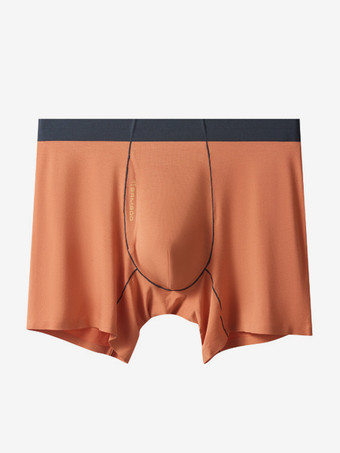 オレンジ メンズ下着 天然竹繊維 ロング丈 ボクサーブリーフ プレミアム無地トランクス