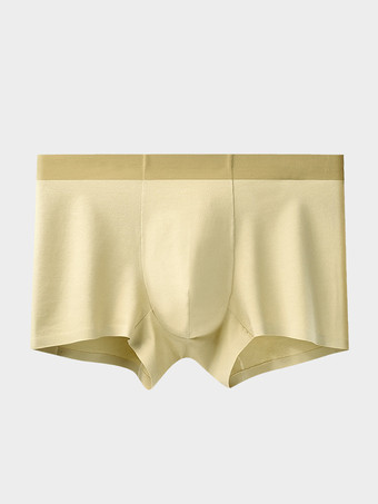 イエローメンズ下着 100%コットン 柔らかく通気性のあるシームレスコットンボクサーブリーフ