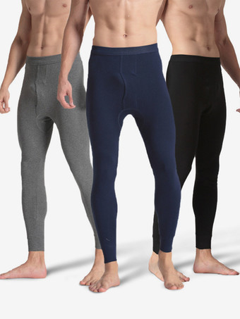 メンズパンツ スリムフィット 軽量コットン 無地 シングルピース ロングジョン