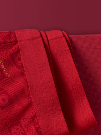 Conjunto de ropa interior y calcetines rojos para hombre sin costuras de tiro medio para el año de nacimiento.