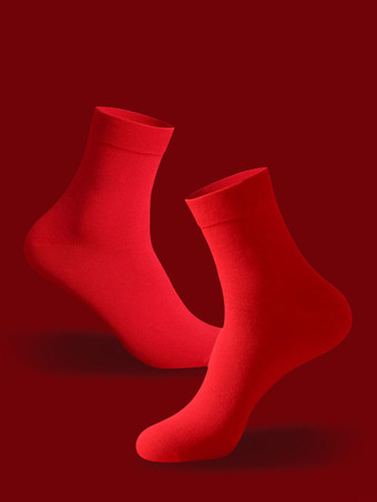 Conjunto de ropa interior y calcetines rojos para hombre sin costuras de tiro medio para el año de nacimiento.
