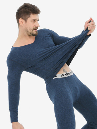 ユニセックス 下着セット フリース裏地 スリムフィット Vネック シームレス 上下