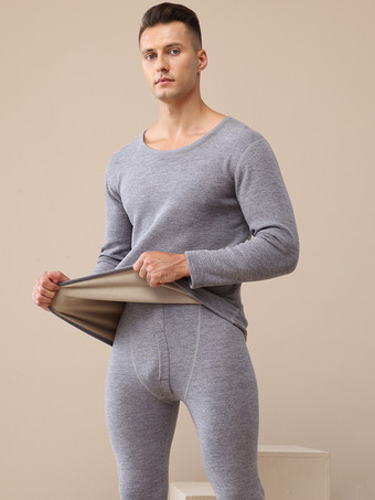 Set di biancheria intima termica riscaldata invernale in pile con scollo rotondo da uomo confezione da 2 per coppie