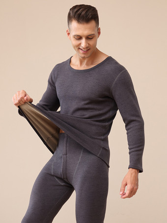 Set di biancheria intima termica riscaldata invernale in pile con scollo rotondo da uomo confezione da 2 per coppie
