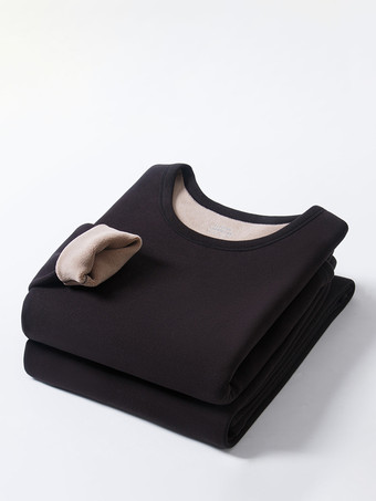 Set di biancheria intima termica riscaldata invernale in pile con scollo rotondo da uomo confezione da 2 per coppie