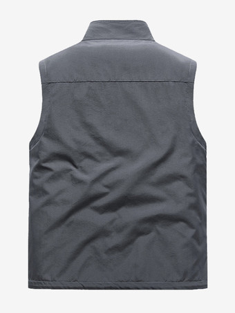メンズベスト スタンドカラー ノースリーブジャケット フリース裏地ベスト