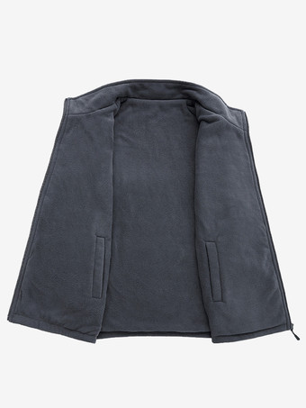 メンズベスト スタンドカラー ノースリーブジャケット フリース裏地ベスト