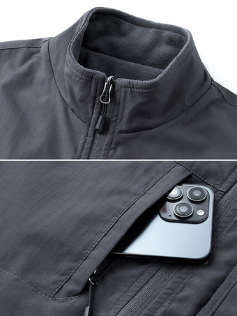 メンズベスト スタンドカラー ノースリーブジャケット フリース裏地ベスト